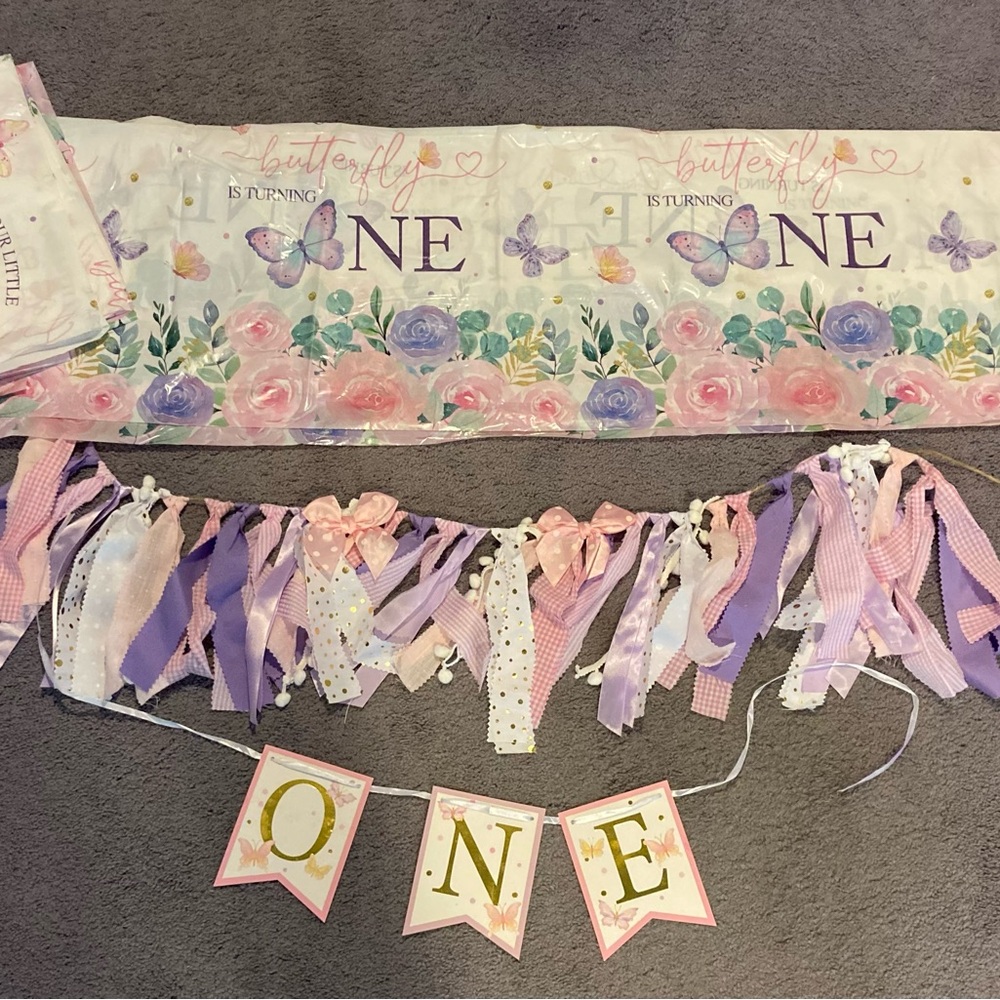 Butterfly Themed Birthday  Set - Pink, Purple, Gold